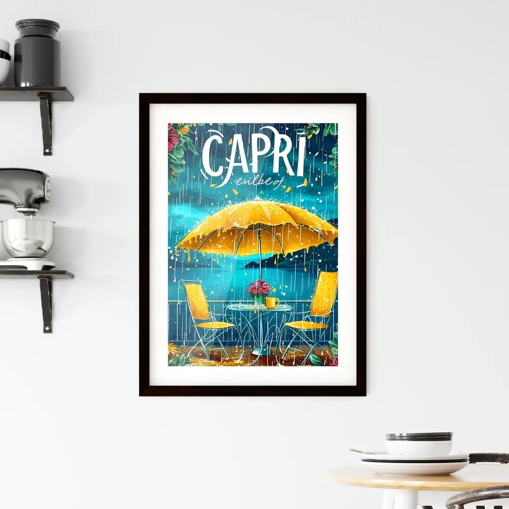 Capri Italy poster with text CAPRI in bodony Framed Print