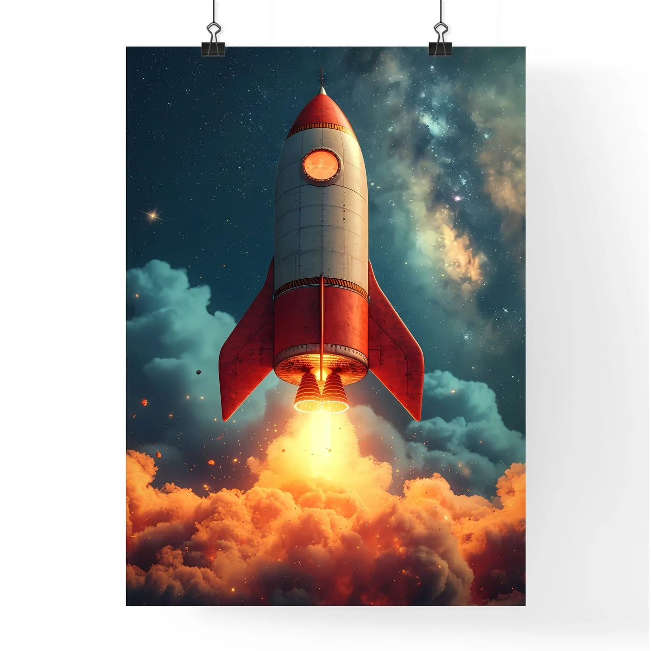 The rocket is launching - Art print of a roc Poster