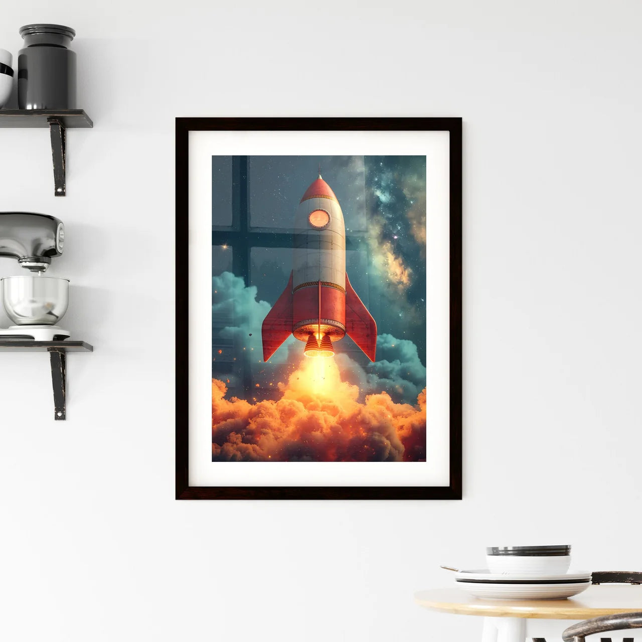 The rocket is launching - Art print of a roc Framed Print