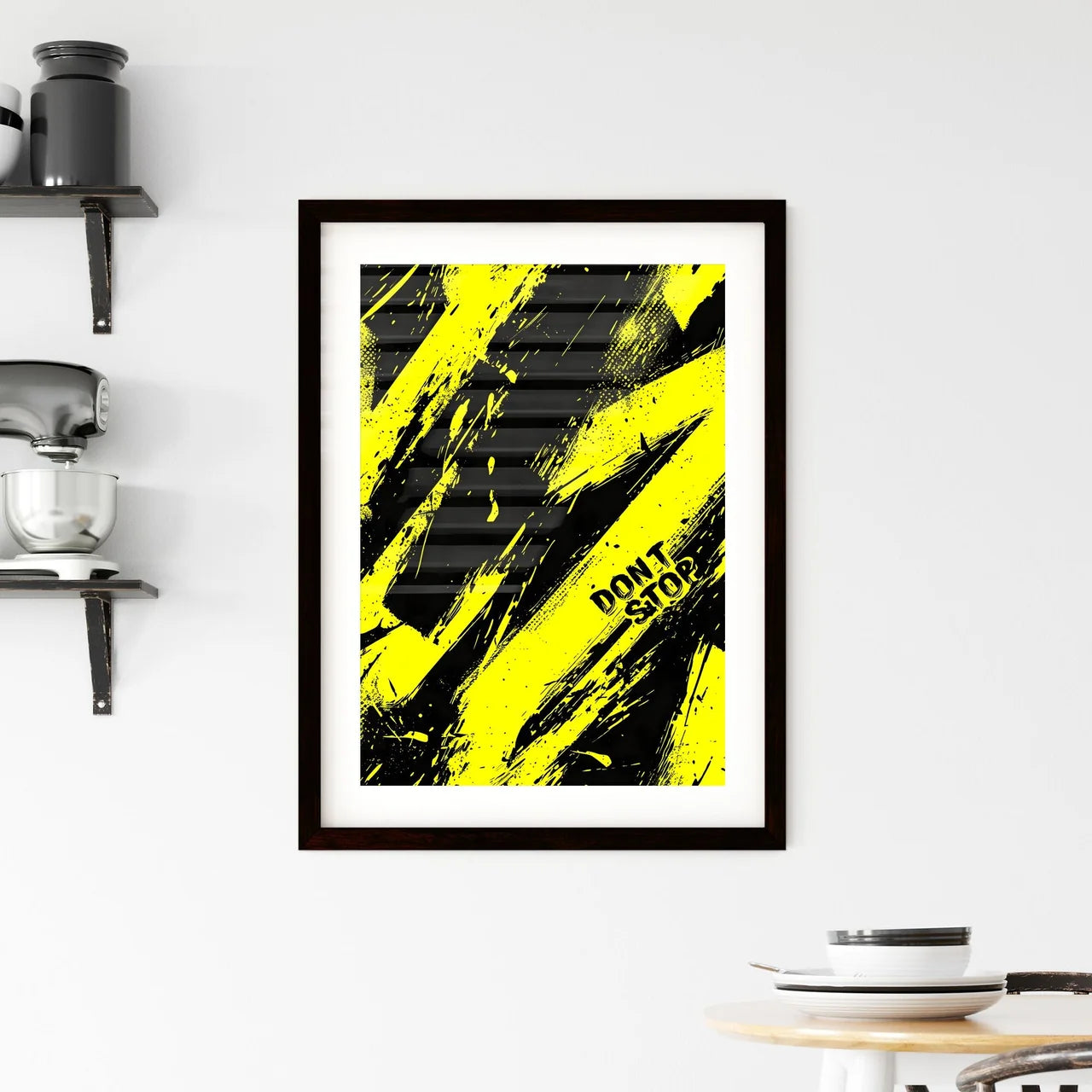 Repeated pattern of the word DONT STOP in ha Framed Print