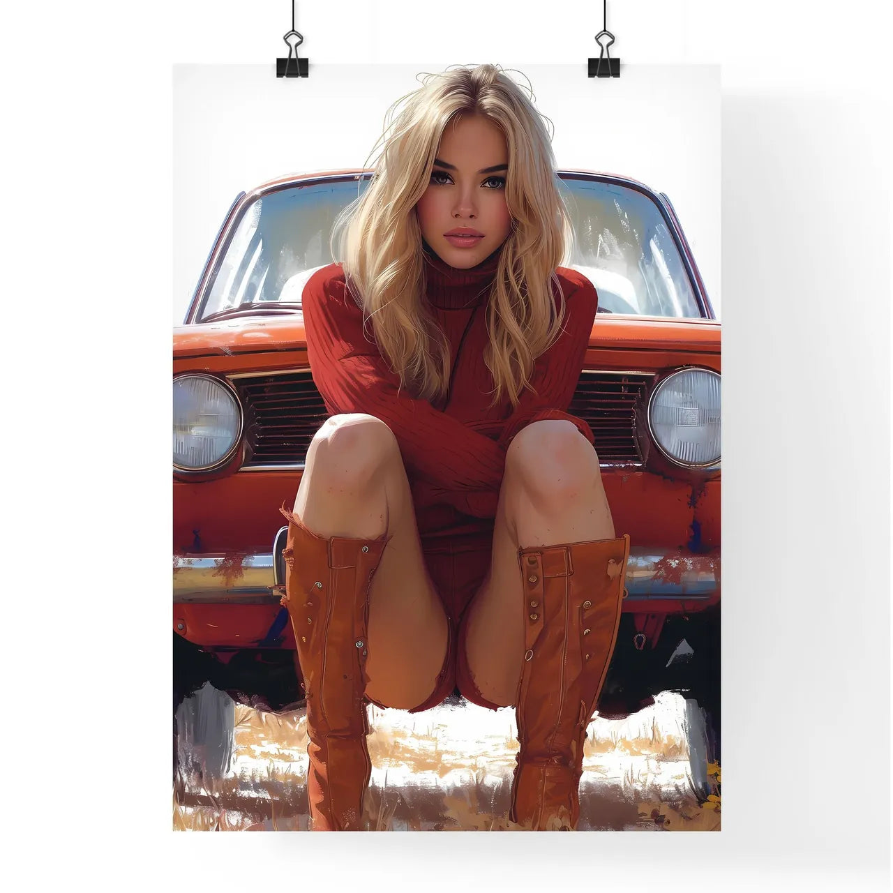 Illustration of a beautiful pin up model ful Poster