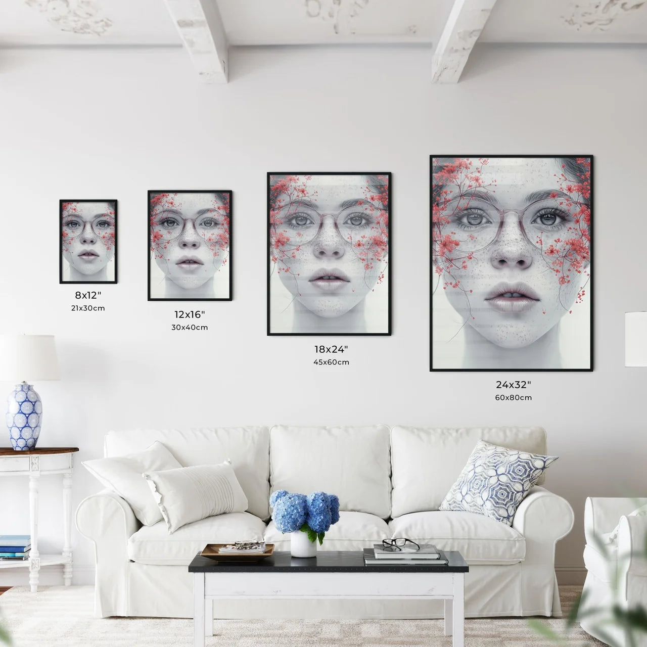 An image of a woman with flowers - Art print - Kitchen Hangings