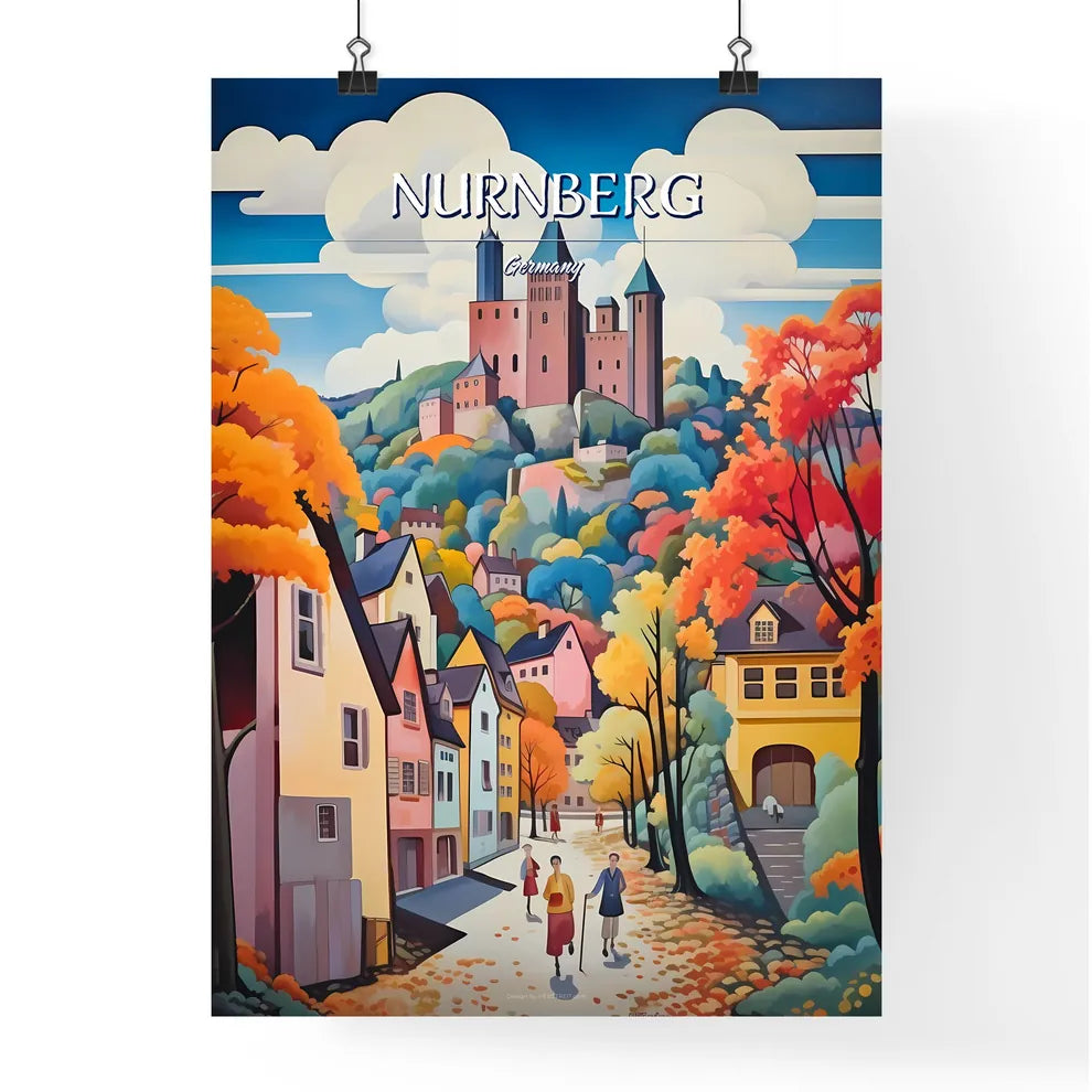 Nurnberg, Germany - Art print of a painting of a castle on a hill Poster