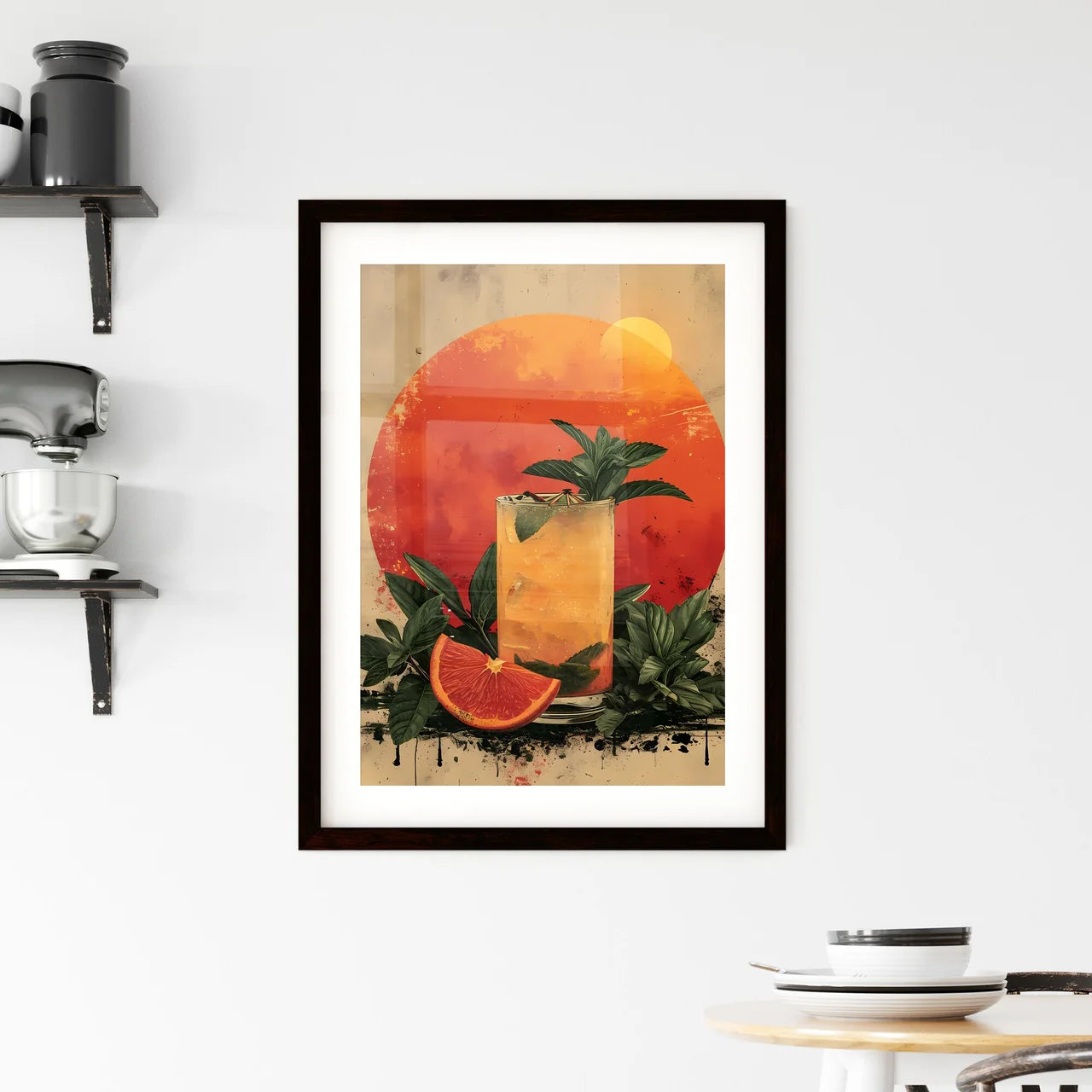 A fruity cocktail radiates hues of yellow -  Framed Print