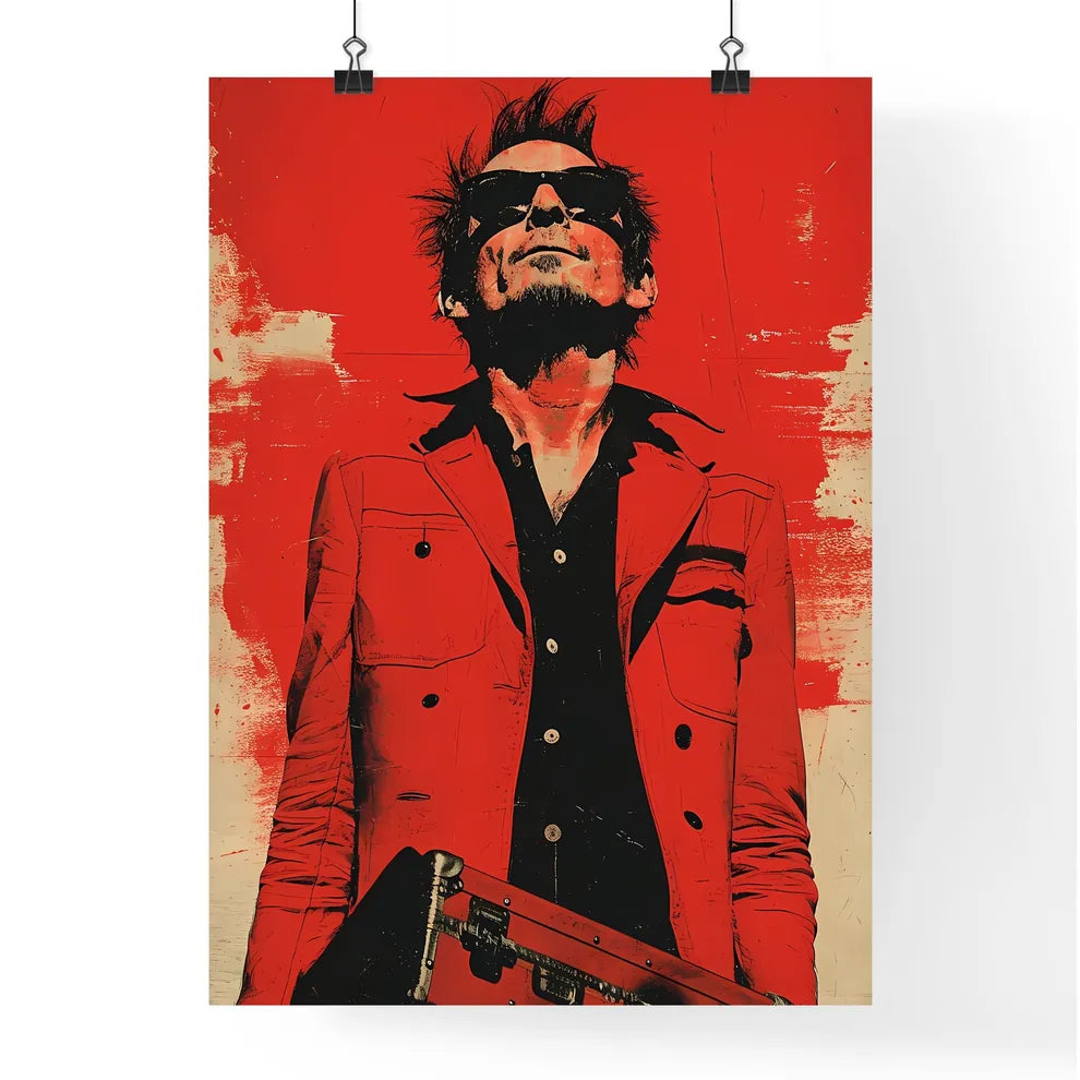 A trendy rocker guy with a pelican case  Poster