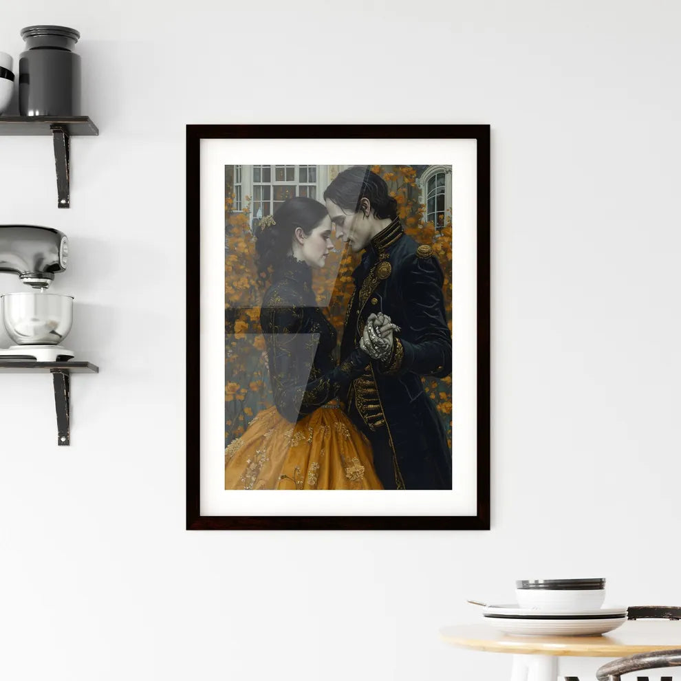 A skeleton slow dances with a beautiful - Ar Framed Print