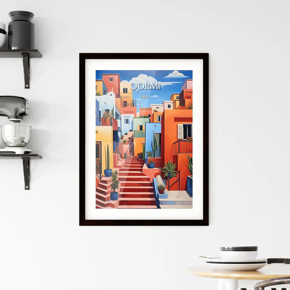 Qormi, Malta - Art print of a painting of a colorful city Custom Print