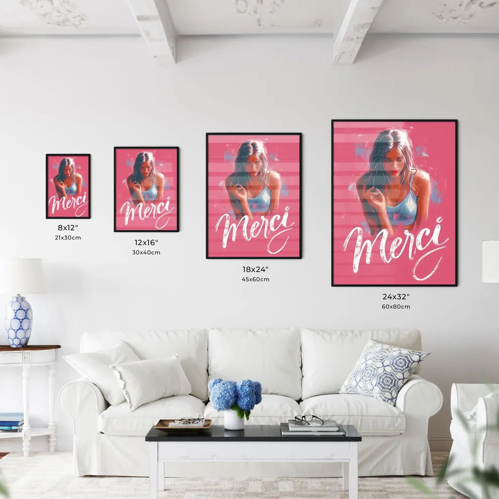 Merci - Art print of a woman in a - Kitchen Hangings