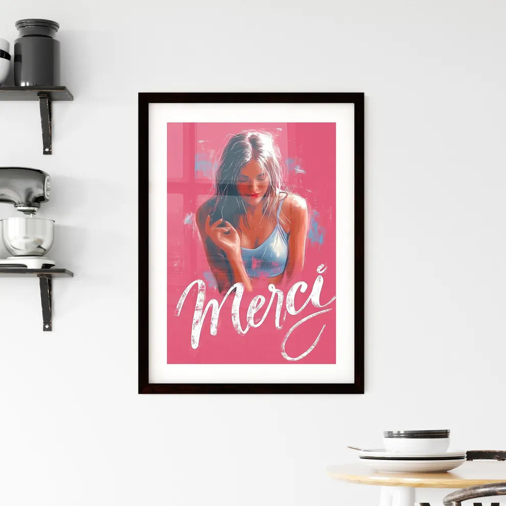 Merci - Art print of a woman in a Framed Print
