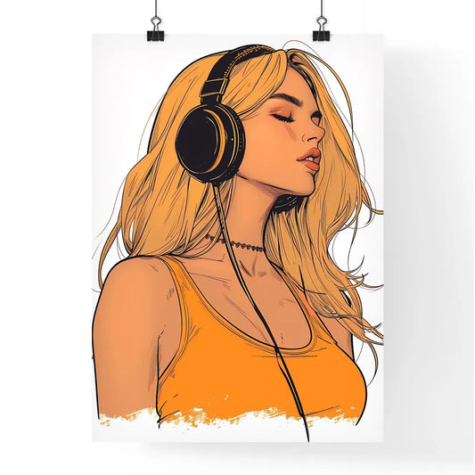 A TRENDY young person records voice - Art pr Poster