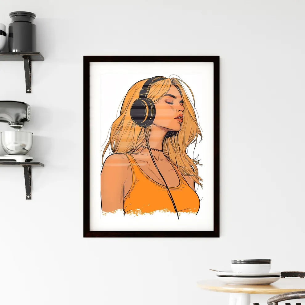 A TRENDY young person records voice - Art pr Framed Print