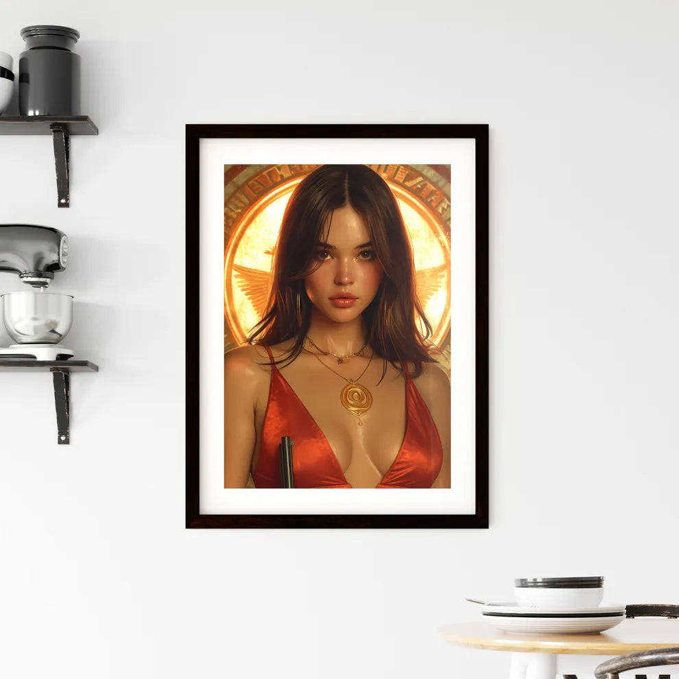 Poster of a pin up with white background - A Framed Print