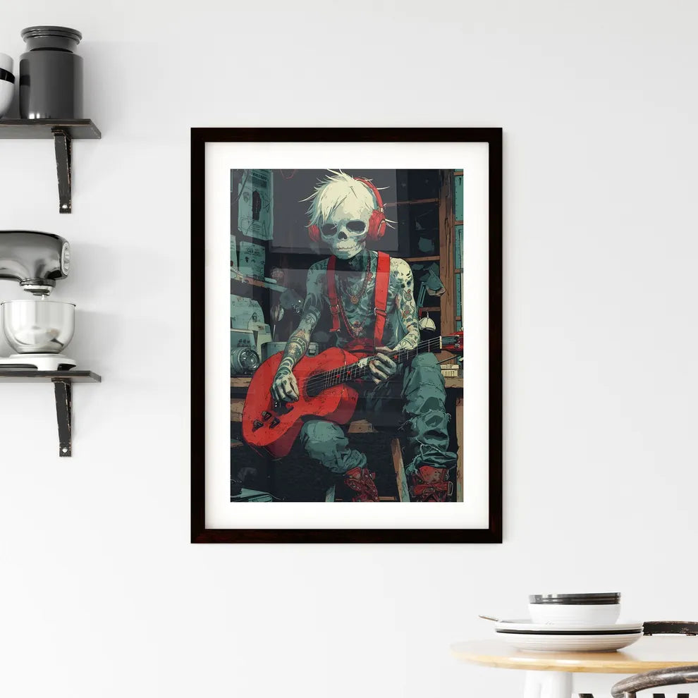 A trendy rocker guy with a pelican case - Ar Framed Print