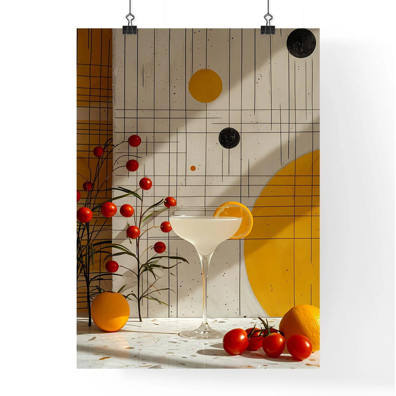 A fruity cocktail radiates hues of yellow -  Poster