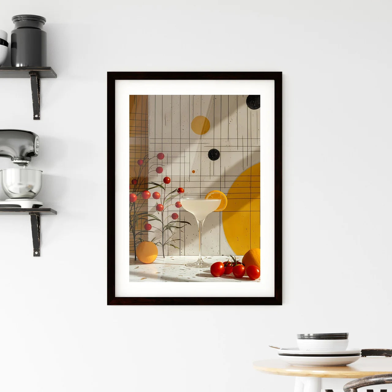A fruity cocktail radiates hues of yellow -  Framed Print