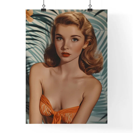 An image of a woman with flowers - Art print Poster