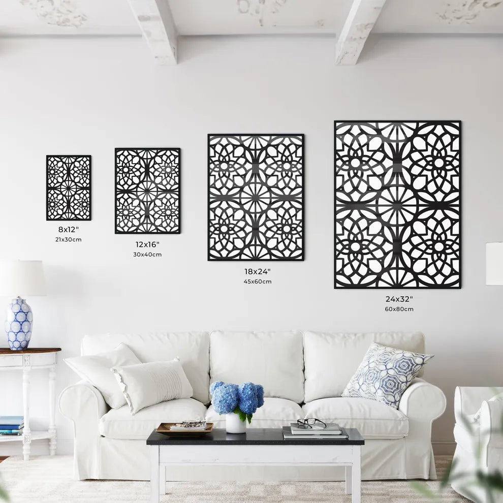 Seamless pattern - Art print of a black and  - Kitchen Hangings