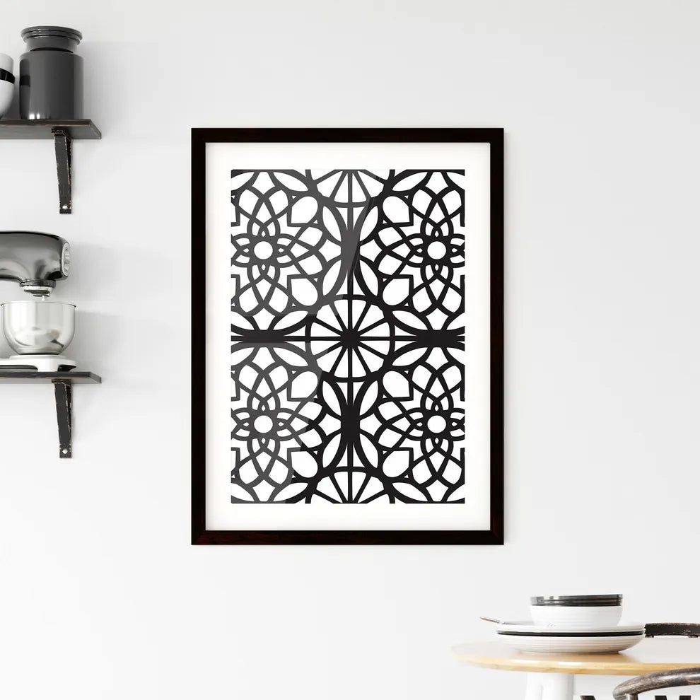 Seamless pattern - Art print of a black and  Framed Print