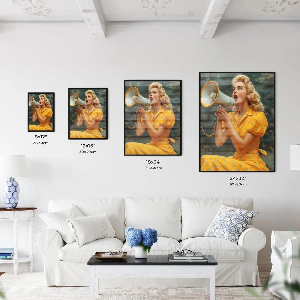 Pin up in 50's style clothes girl sitting wi - Kitchen Hangings