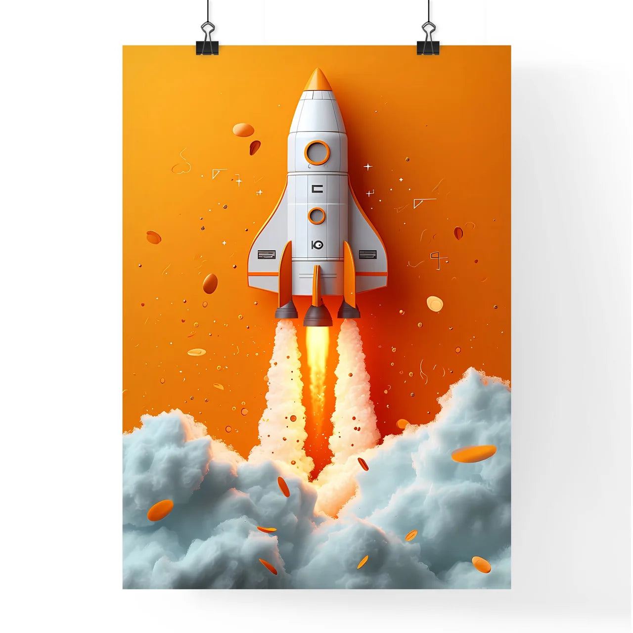 The rocket is launching - Art print of a roc Poster