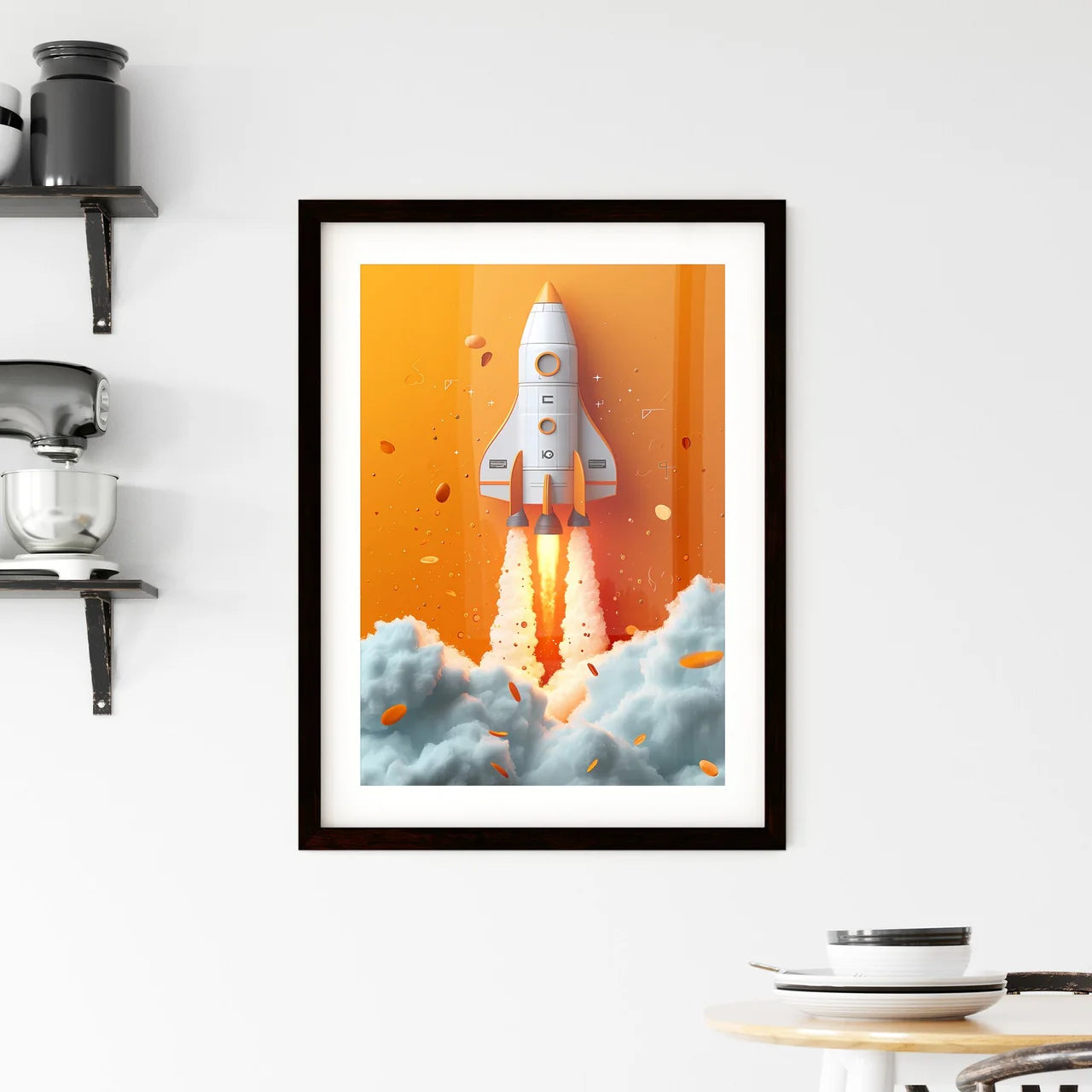 The rocket is launching - Art print of a roc Framed Print