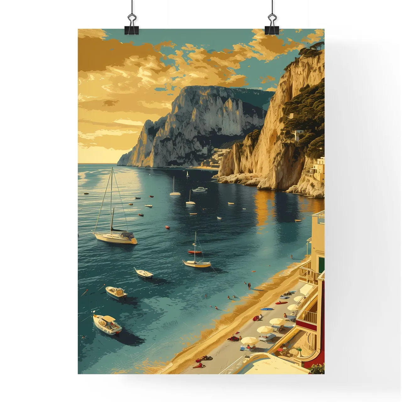 Capri Italy poster with text CAPRI in bodony Poster