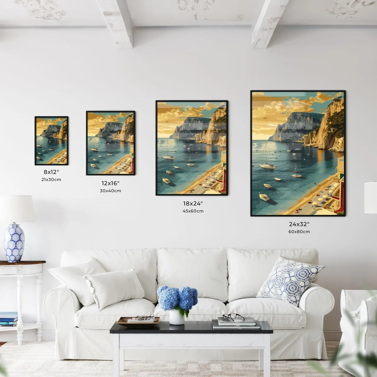 Capri Italy poster with text CAPRI in bodony - Kitchen Hangings