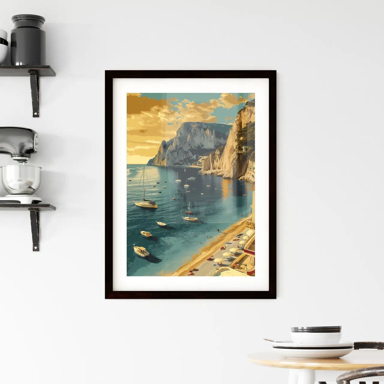 Capri Italy poster with text CAPRI in bodony Framed Print