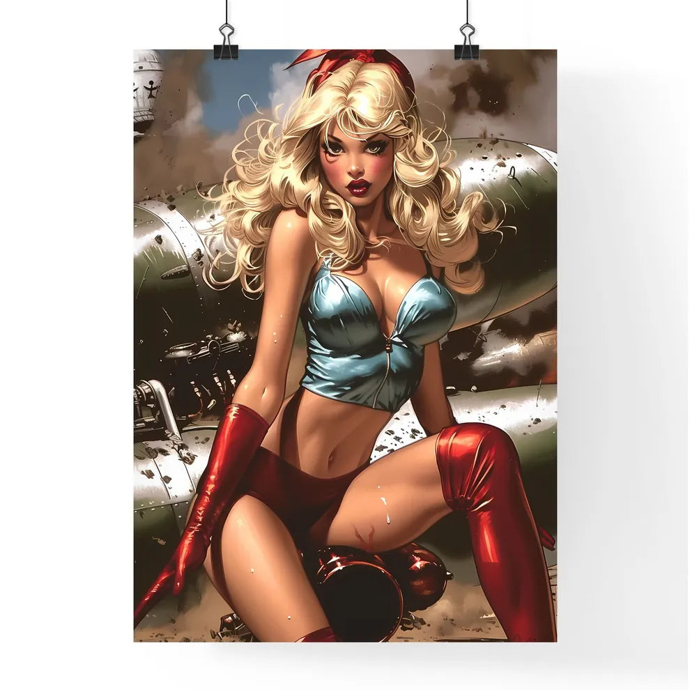 American kitsch style art work of a girl rid Poster