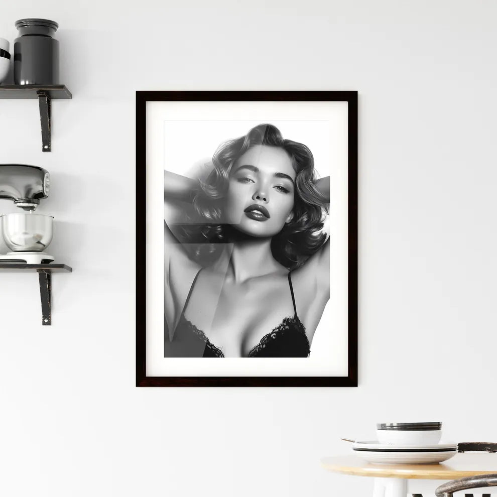 Smart vintage pin up girl on a white backgro Framed Print