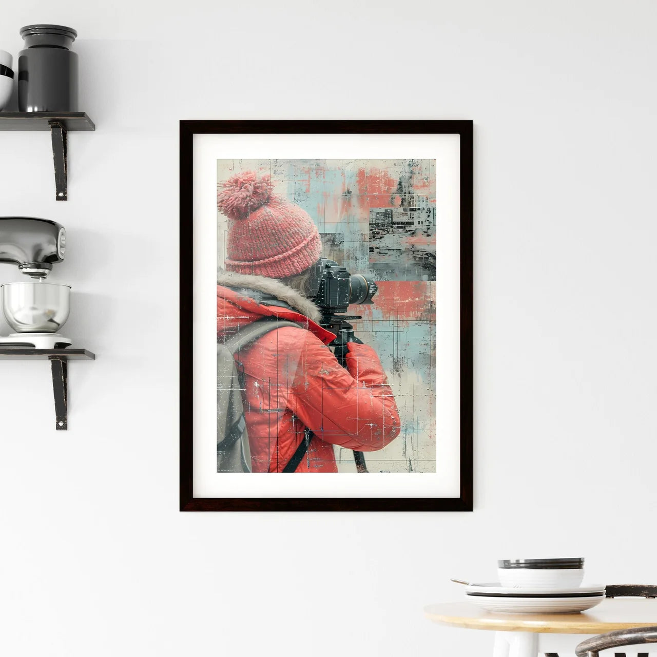 A trendy young person records - Art print of Framed Print