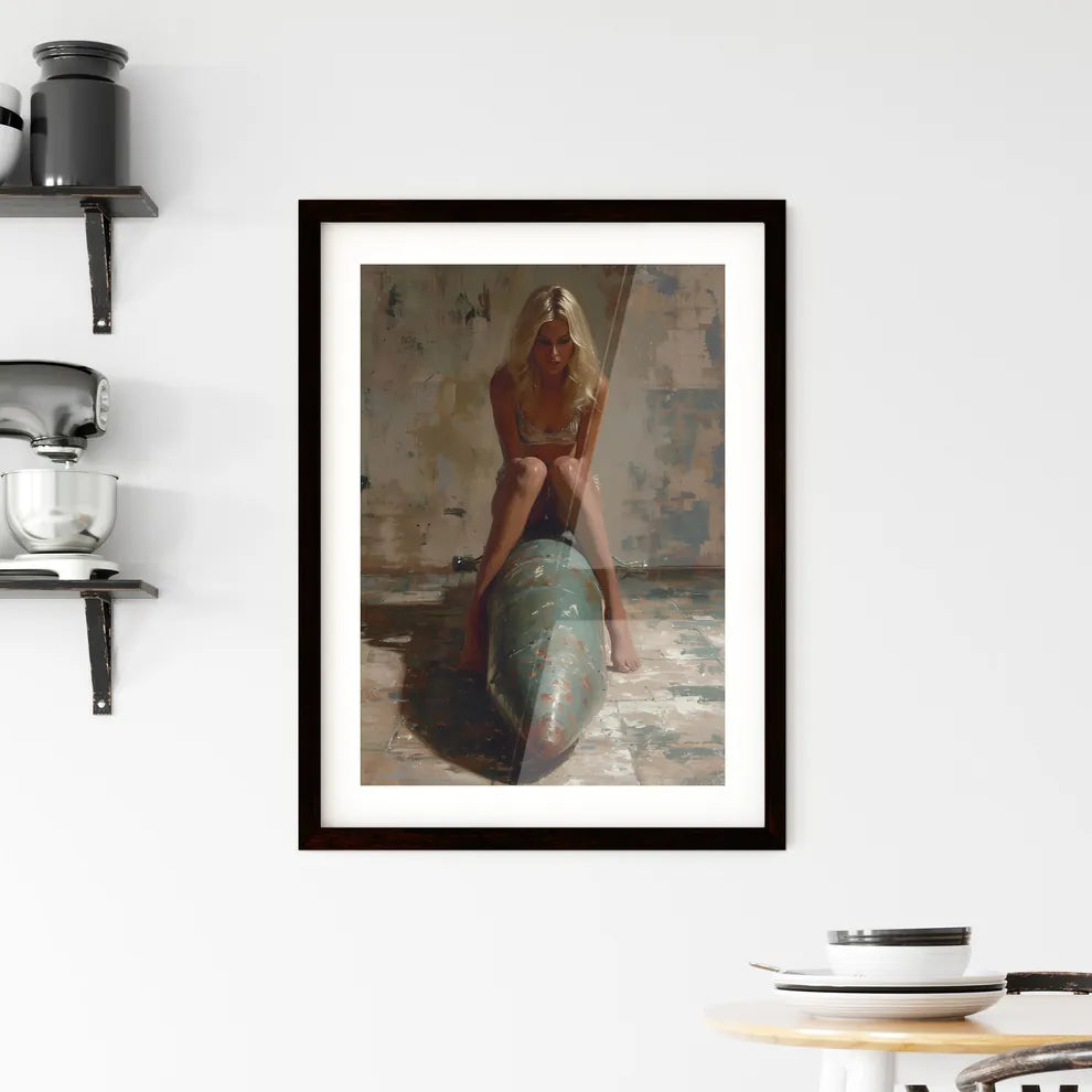 American kitsch style art work of a girl rid Framed Print