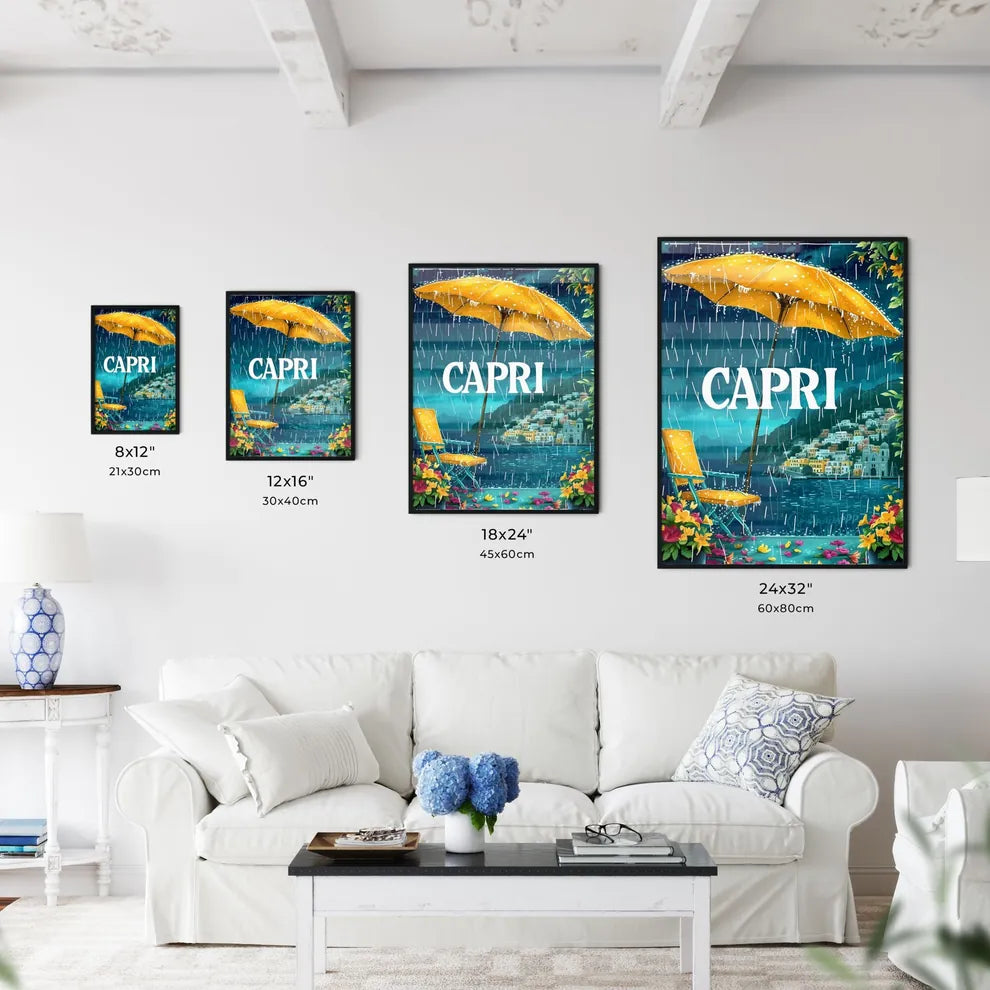 Capri Italy with text CAPRI in bodony font - - Kitchen Hangings