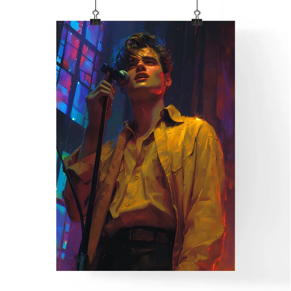 A young guy conducts and records an interview  Poster