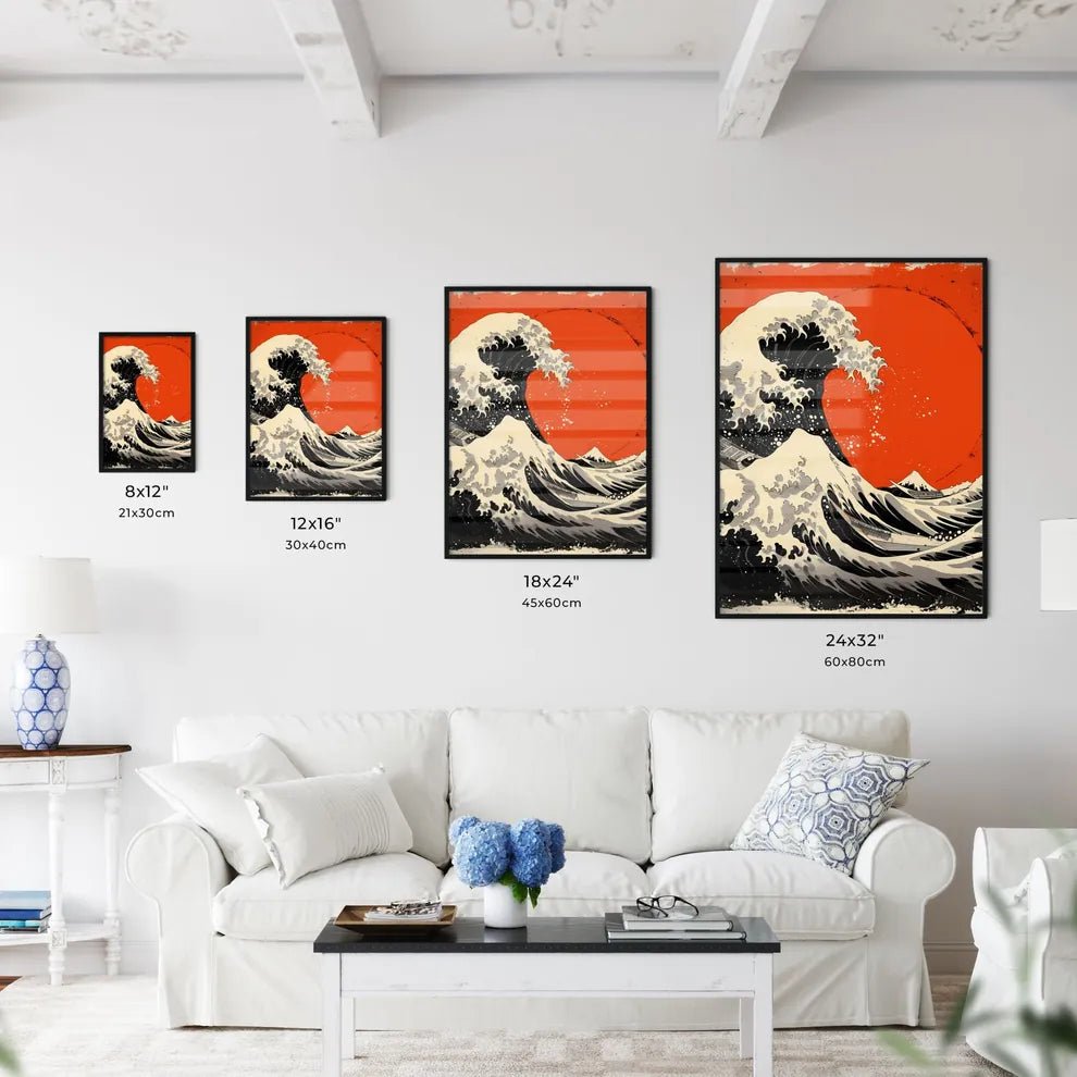 Abstract orange and red wave - Art print of  - Kitchen Hangings