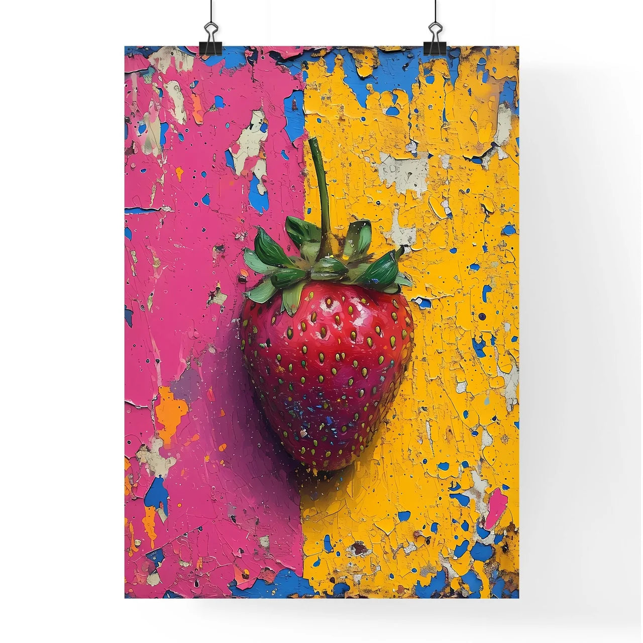 The flat vector strawberry illustration - Ar Poster