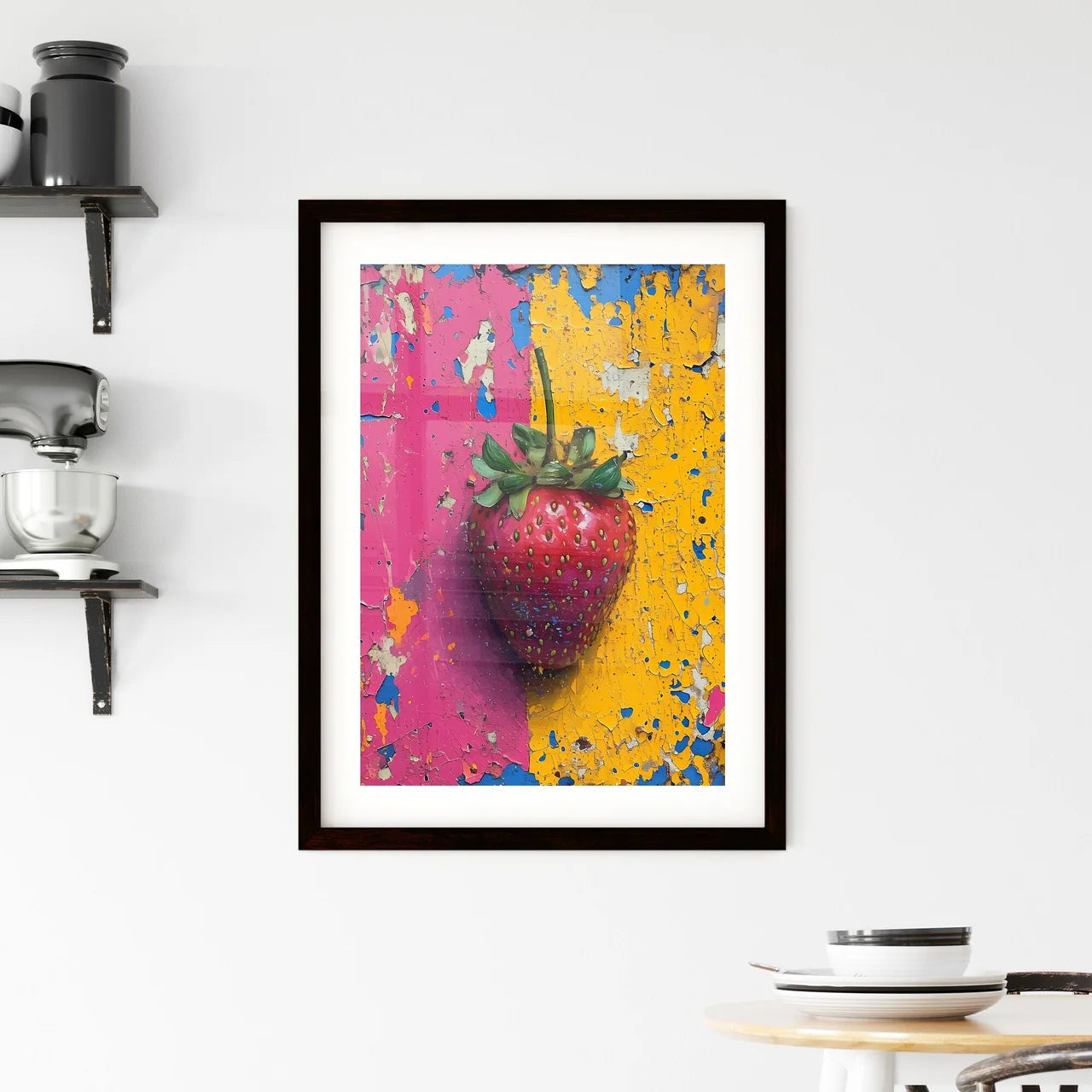 The flat vector strawberry illustration - Ar Framed Print