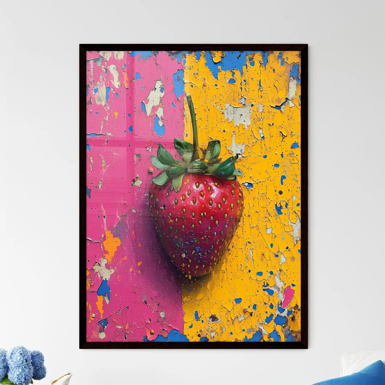 The flat vector strawberry illustration - Ar - Framed Art Print