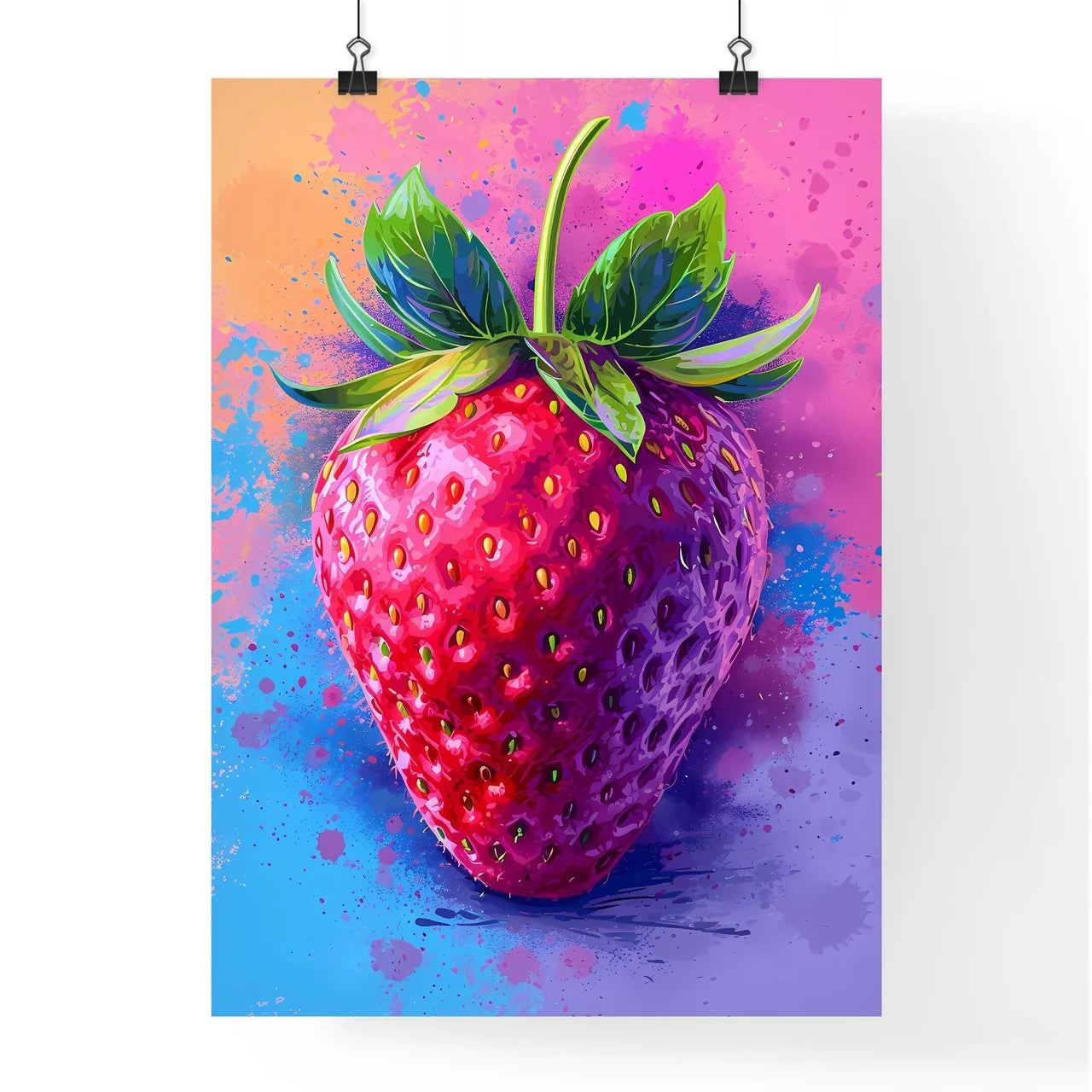 The flat vector strawberry illustration - Ar Poster