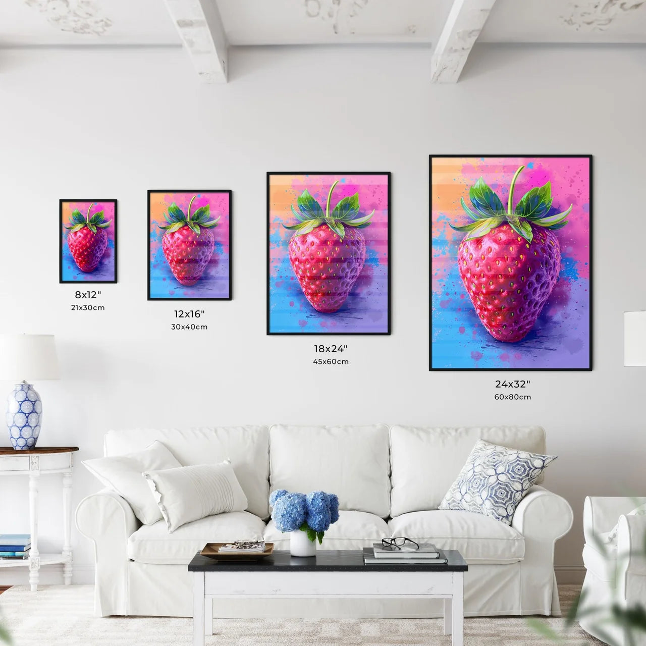 The flat vector strawberry illustration - Ar - Kitchen Hangings