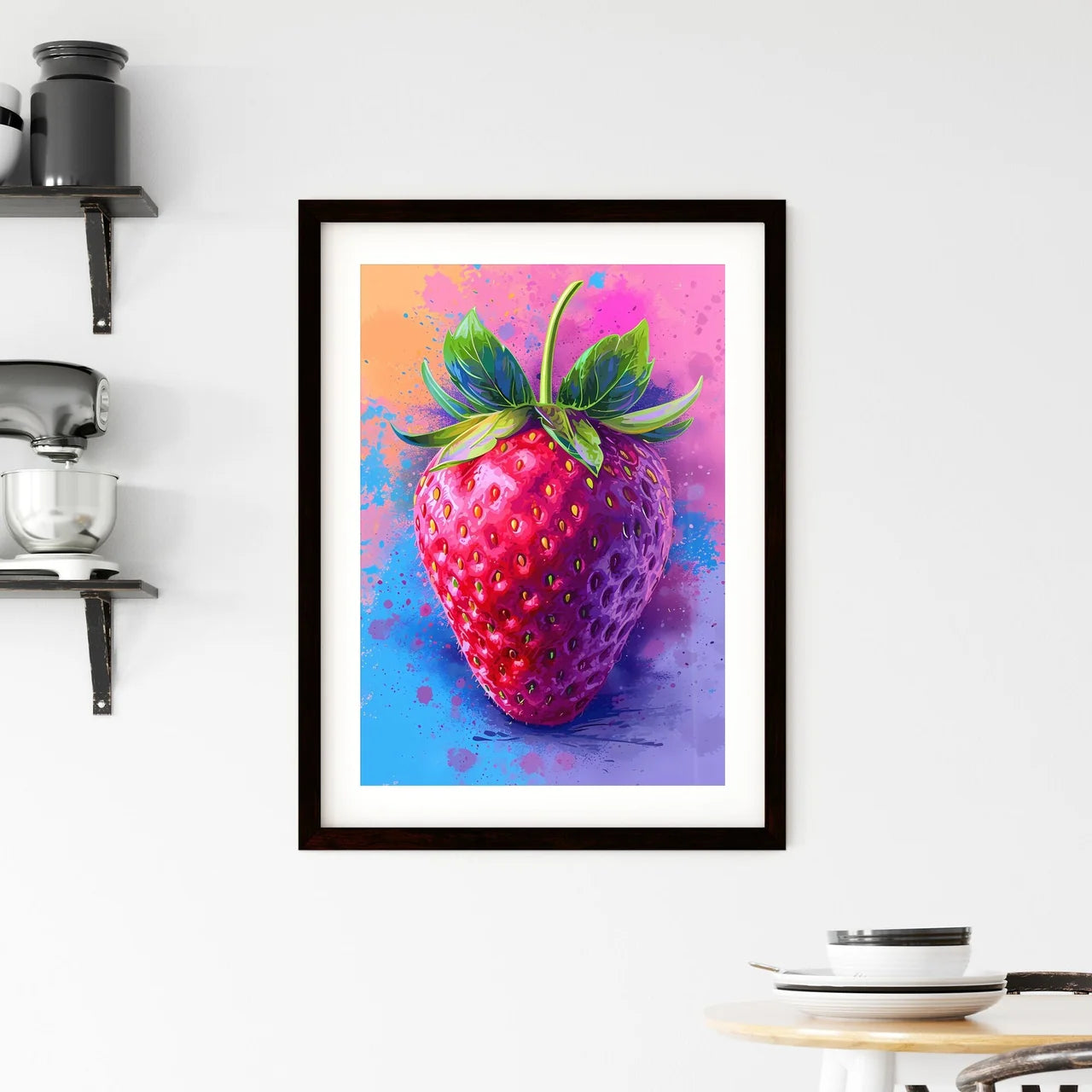 The flat vector strawberry illustration - Ar Framed Print