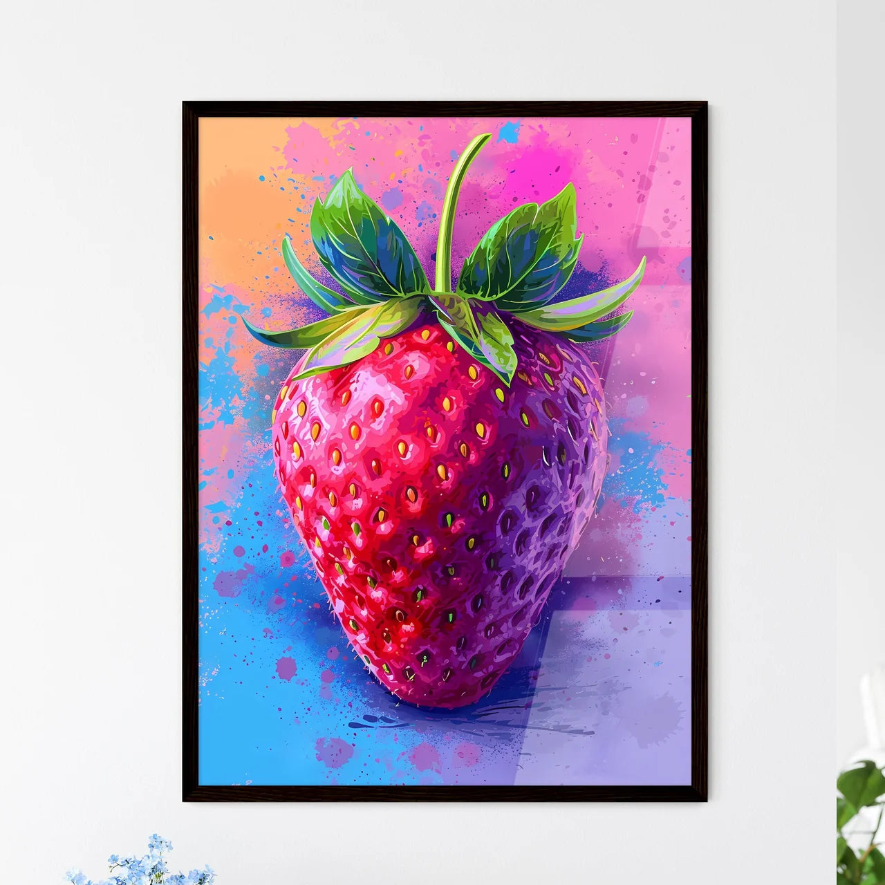 The flat vector strawberry illustration - Ar - Framed Art Print