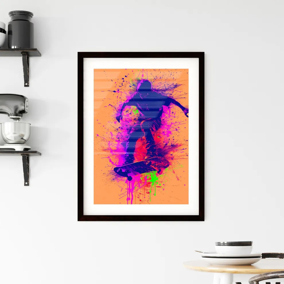 Snowboarding - Art print of a man on a s Framed Print