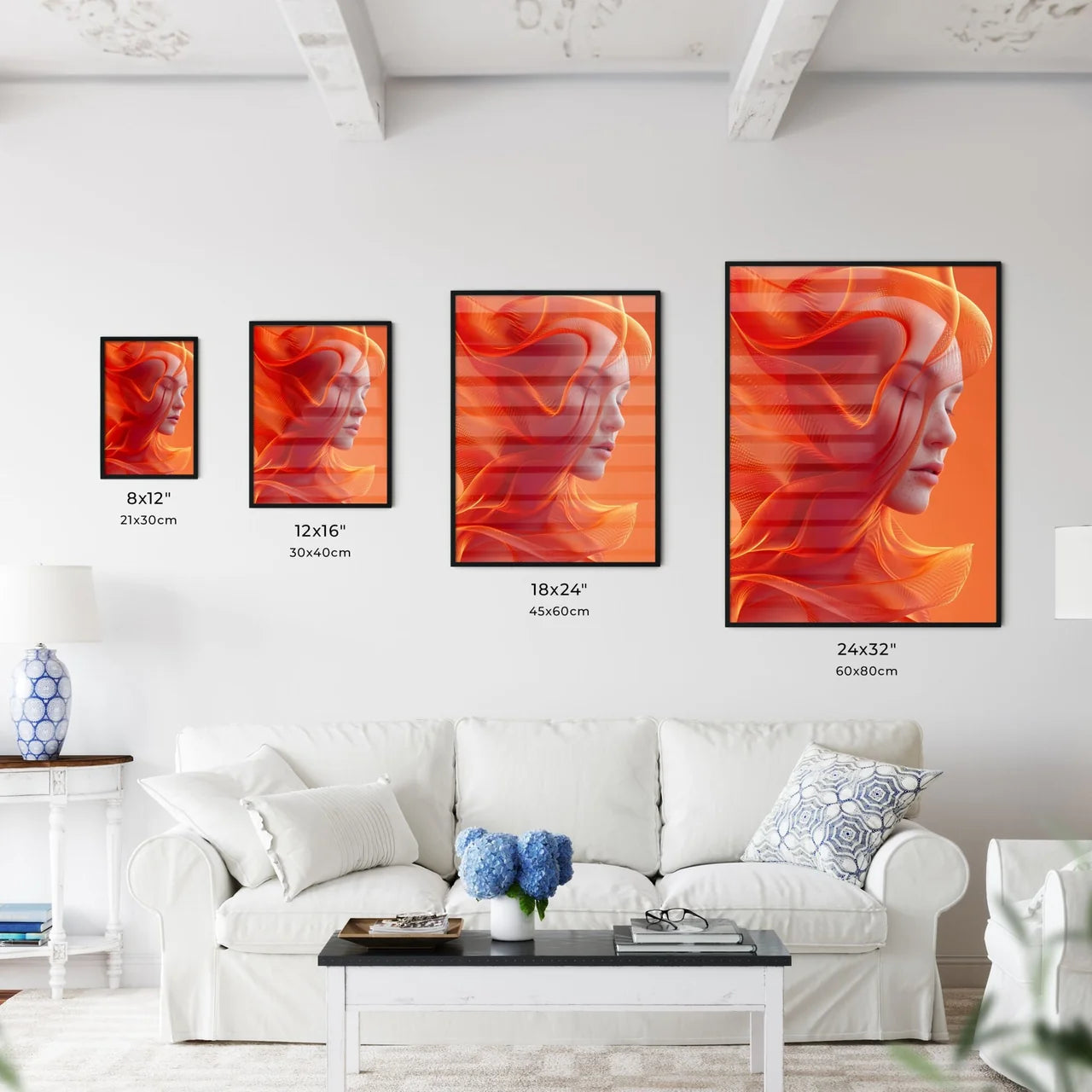 Abstract orange and red wave - Art print of  - Kitchen Hangings