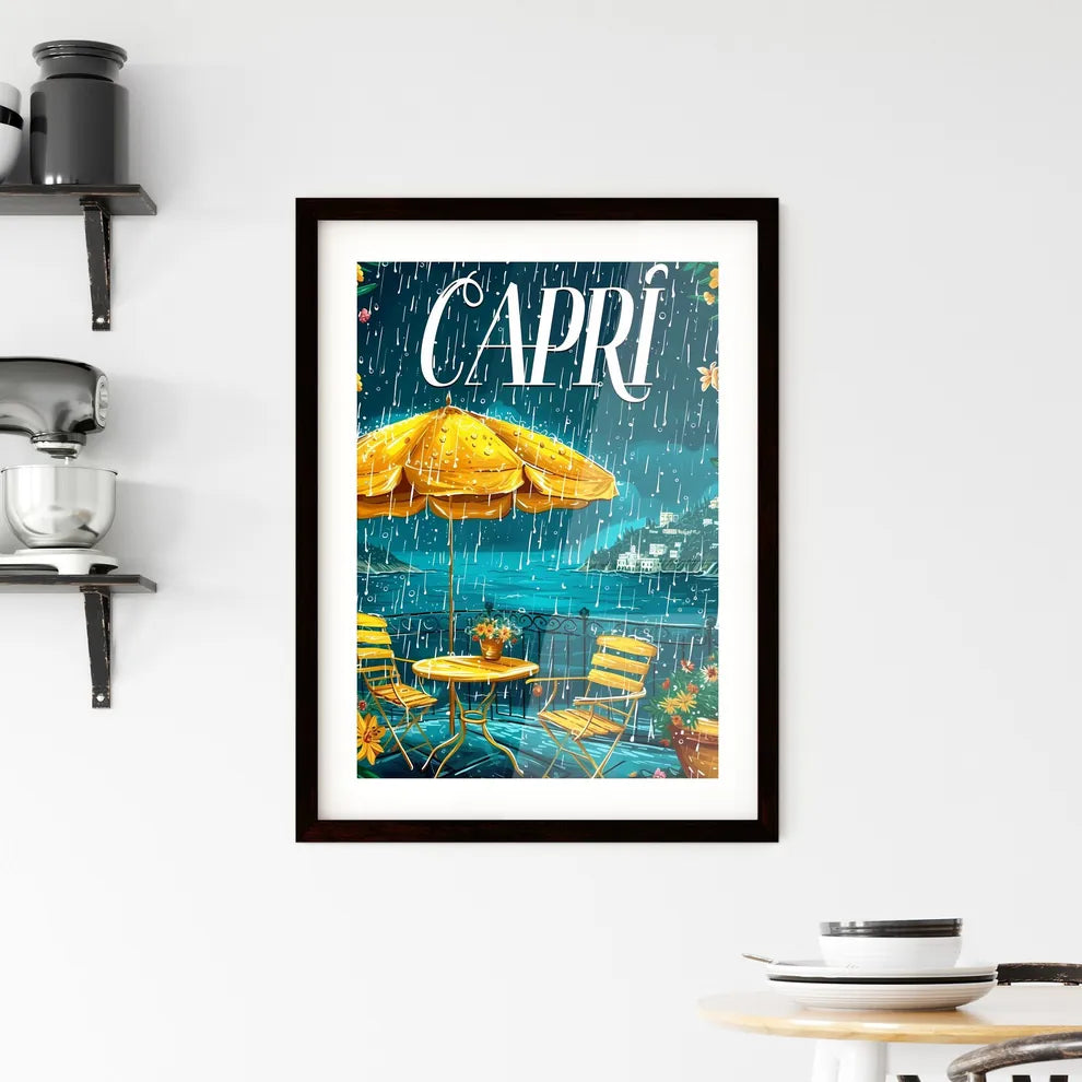 Capri Italy poster with text CAPRI in bodony Framed Print