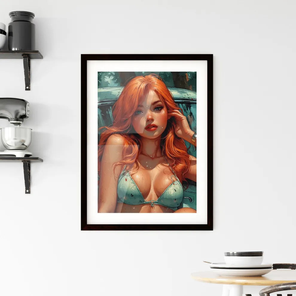 The vintage pin up girl - Art print of a wom Framed Print