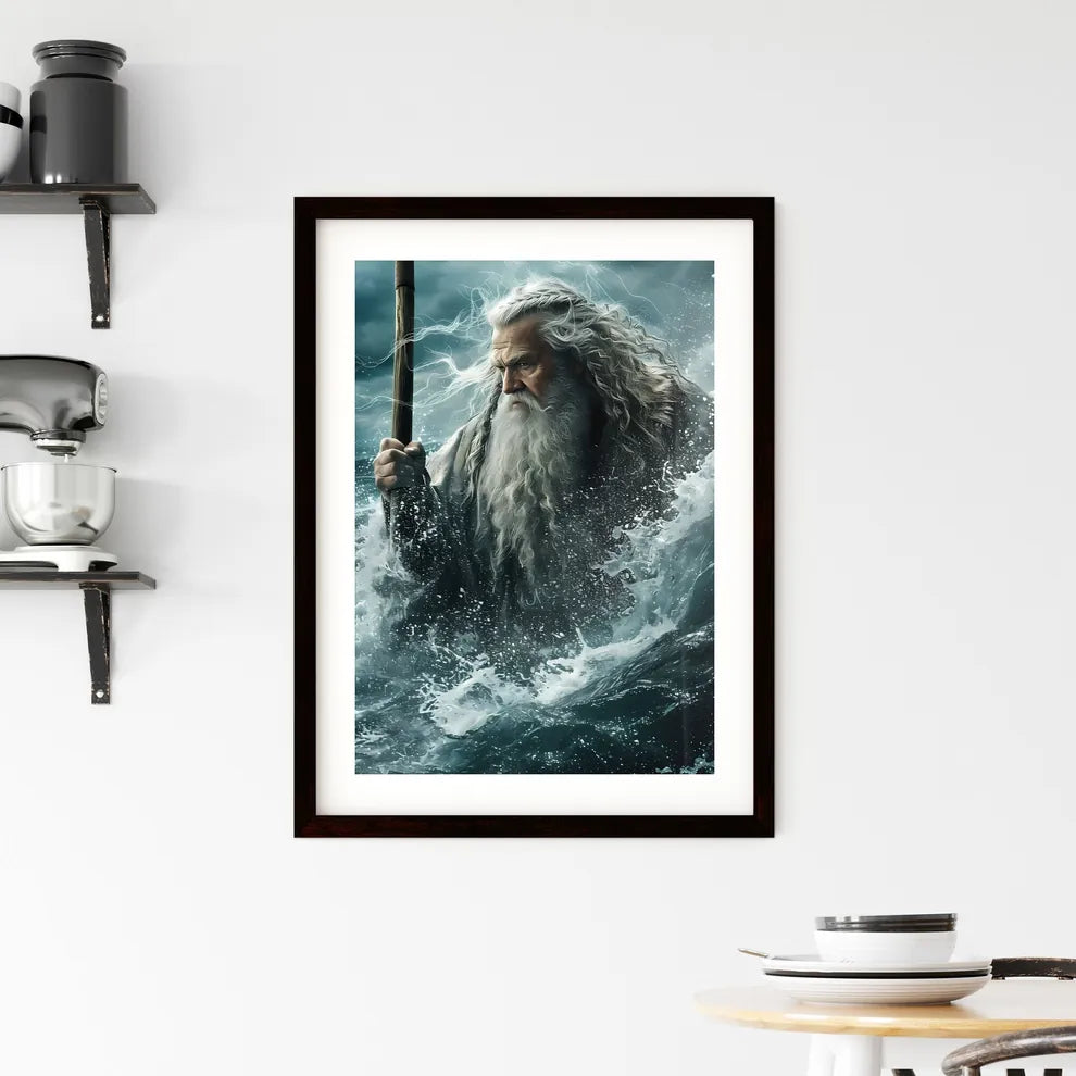 Movie poster Moses hoisting a magic staff above his head and leading many Israelites  Hangings