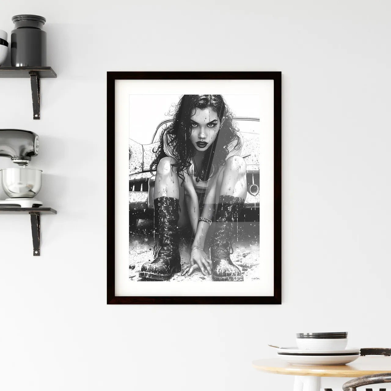 The vintage pin up girl - Art print of a wom Framed Print