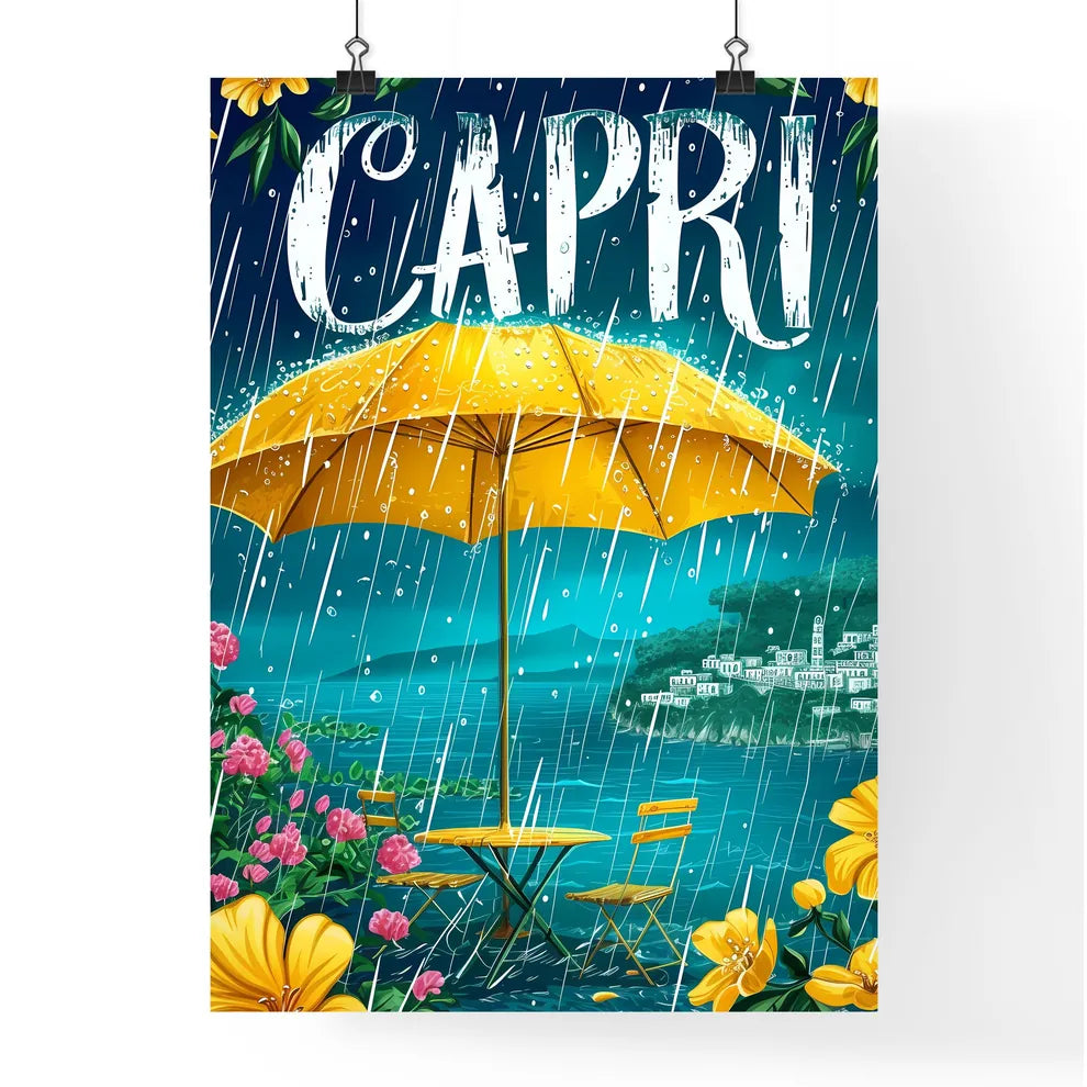 Capri Italy poster with text CAPRI in bodony Poster