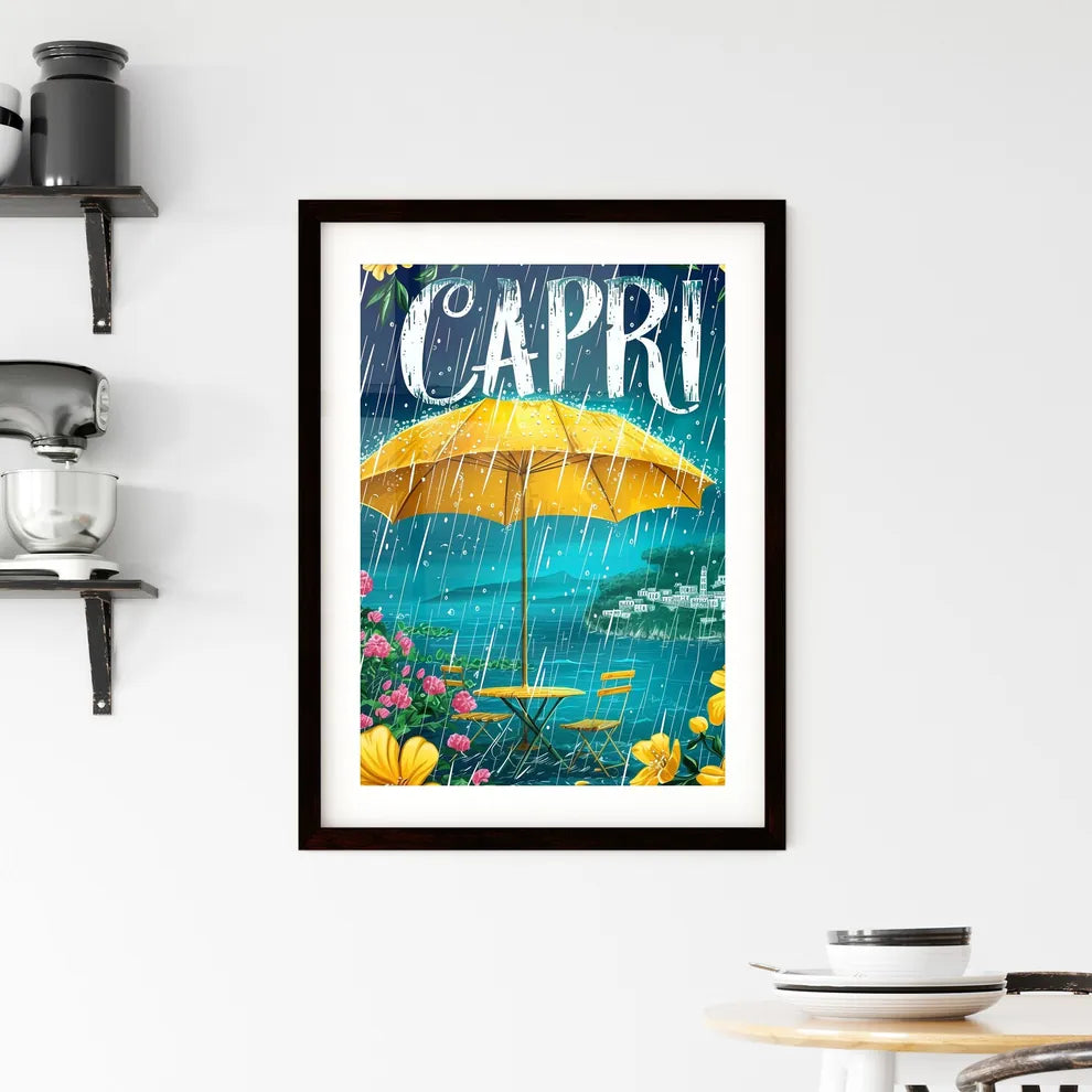 Capri Italy poster with text CAPRI in bodony Framed Print